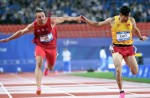 天公作美，，，，，，，雨过天晴，，，，，，，大运会田径第二日，，，，，，，陈冠锋男子百米摘铜